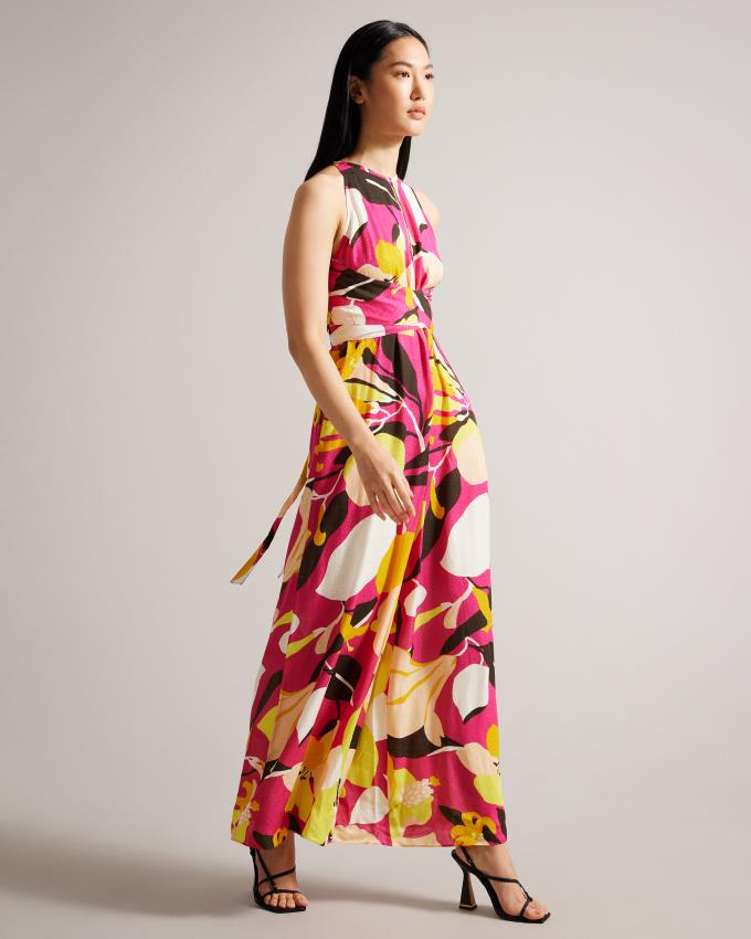 Combinaison Ted Baker Abstract Print With Wrap Bodice Rose Clair Femme | QOL-68221305